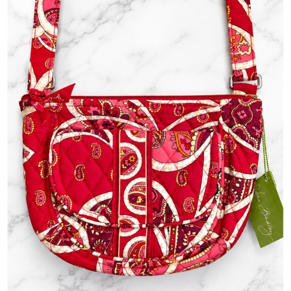 Vera Bradley Lizzy Crossbody Bag Rosy Posies Red Pink Quilted NWT Retired